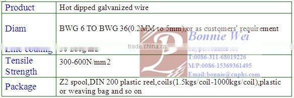 Low carbon galvanized iron wire