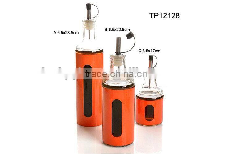 decorative kitchen vinegar glass bottle with metal dispenser