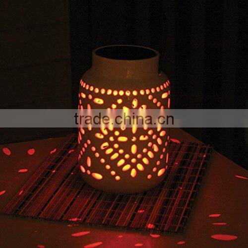 hanging led ceramic solar lantern light