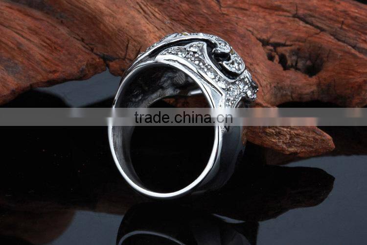 mens diamond/ natural ruby skull wedding ring
