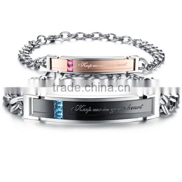 Titanium Steel Exquisite Zircon Bracelets For Couple