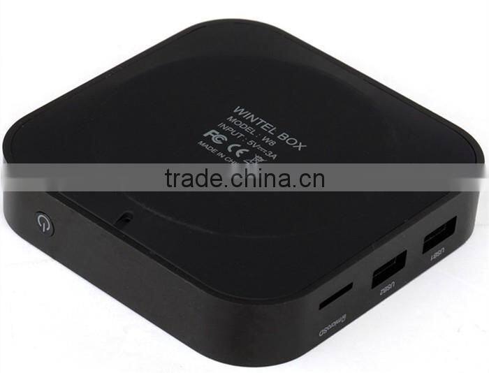 Wintel W8 Mini PC Windows8.1 Android4.4 Dual OS TV Box with 2GB+16GB 1.83GHZ Intel Atom Z3735F Portable For TV Phone Tablet