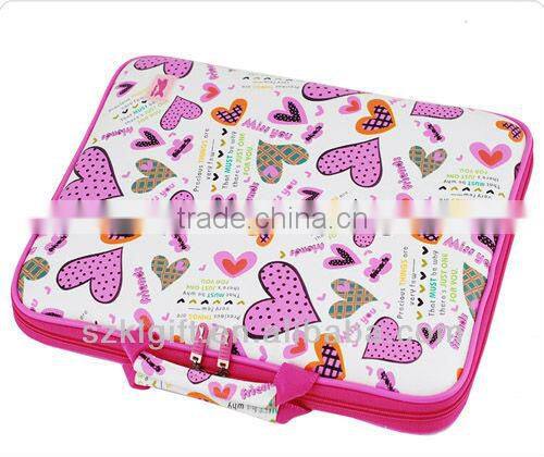 Shenzhen 11.6 Inch Pink Heart Design Computer Bag with Accessories Pouch