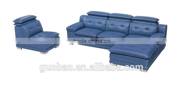 C2220 bule color real leather nice modern leisure furniture sofa for sale