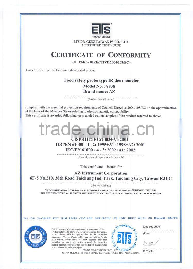 HACCP IR Meter AZ8838 Food Thermometer Precision Industrial Probe Sensor Infrared Thermometer