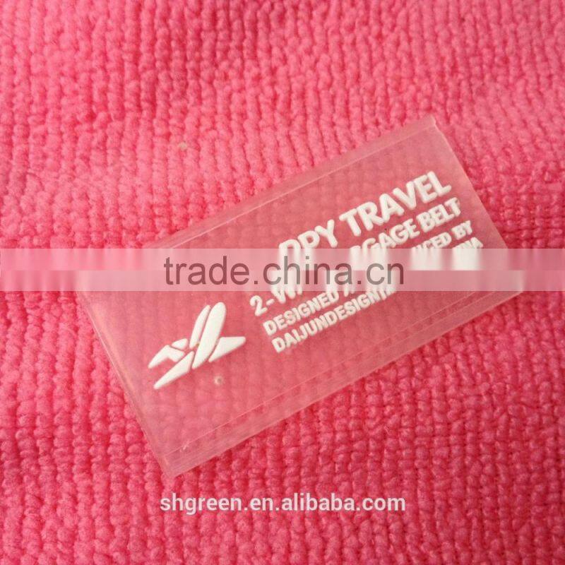 Embossed,Rubber injection Technics Transparent PVC Material rubber clothing labels