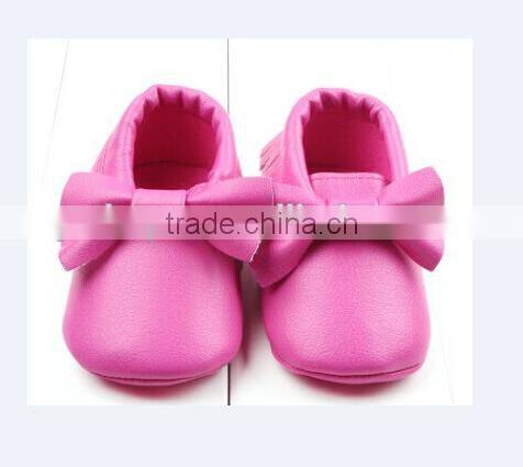 Wholesale leather baby shoes baby moccasin gold baby shoes with bow