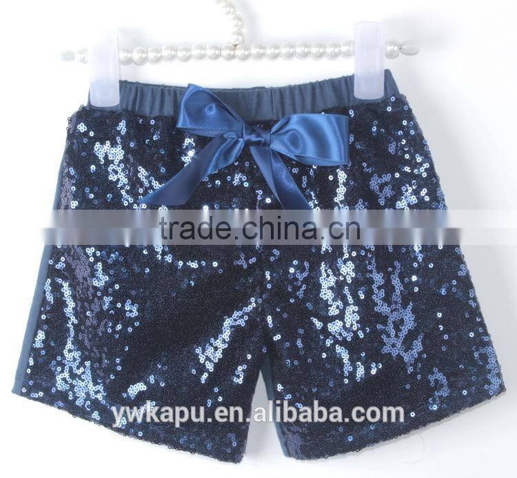 Kapu art & craft firm wholesale high quality children shiny summer kids elastic sequin shorts for 0-8 years