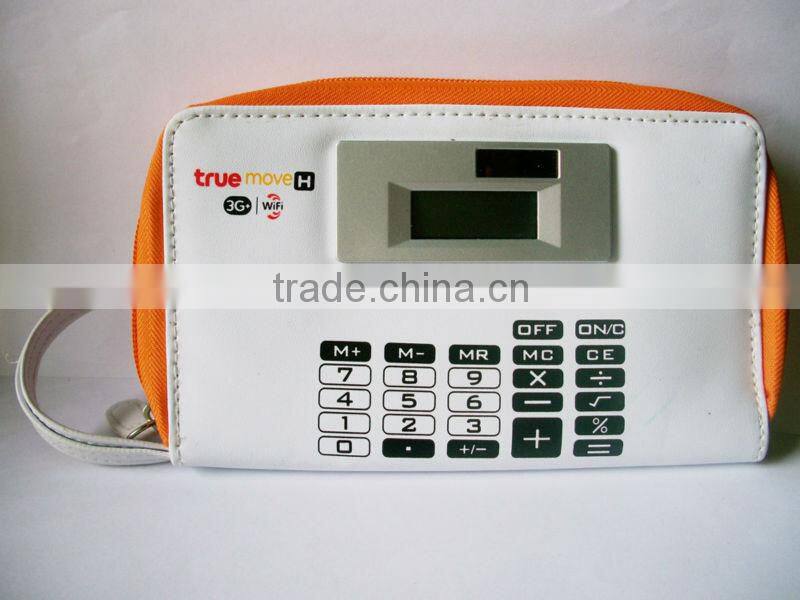 promotional item solar electronic pencil case calculator bag purse calculator