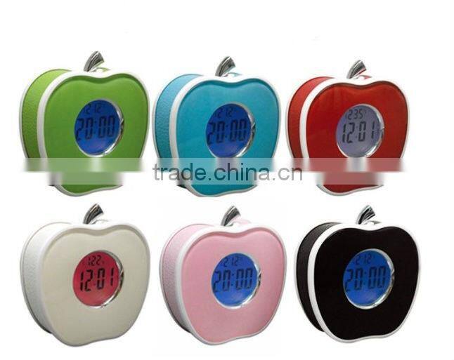 pushing panel seven color changing LED wake up digital table alarm clock