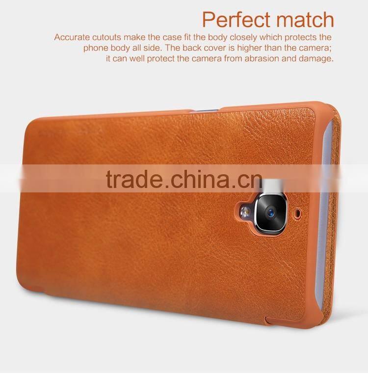 Quality Flip Leather Case For ONEPLUS 3 A3000, NILLKIN Qin PU flip leather phone Case BUSINESS CARD CASE CLASSIC RESTRO