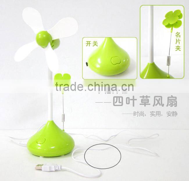lovely clover mini fan cute battery USB fan