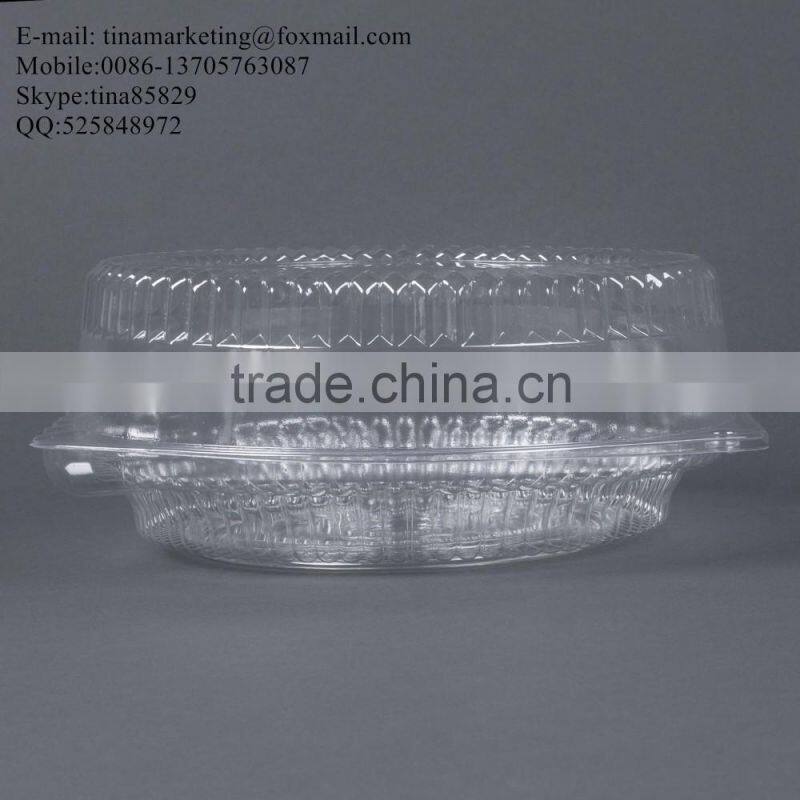 10" Hinged OPS Plastic Deep Pie Container, Plastic Clamshell Round Hinged Cake Container