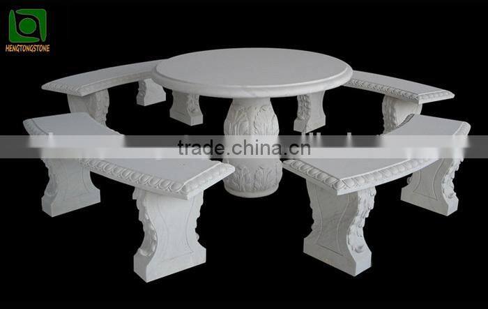 Garden Marble Table with Benches