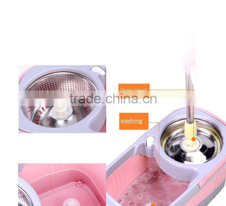 Spin Mop & Bucket System, Deluxe 360 Degree Spin Self-wringing Mop and Spin Dry Bucket with 2 Mop Heads - No Foot Pedal Needed