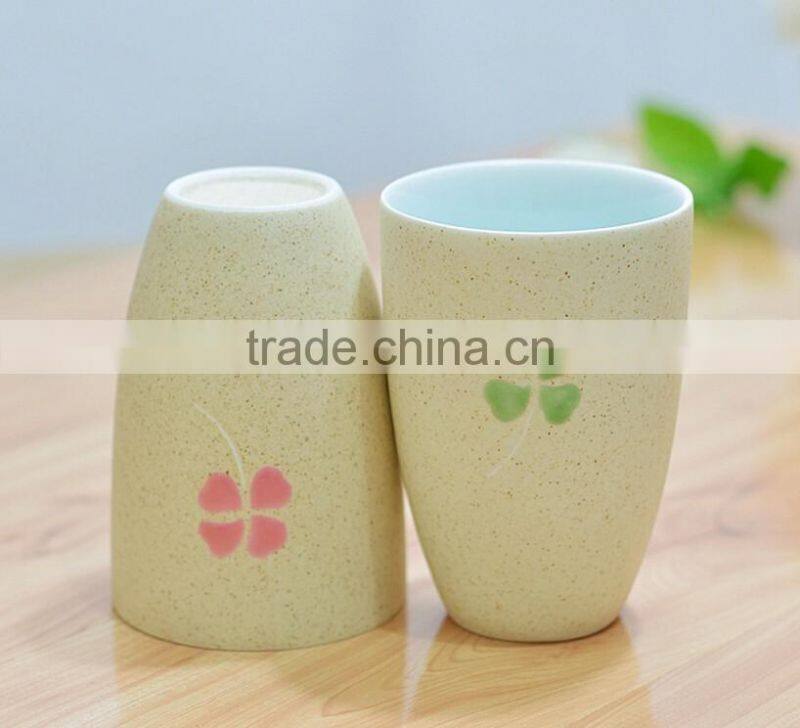haonai high quality lucky clover decal ceramic mug with handle