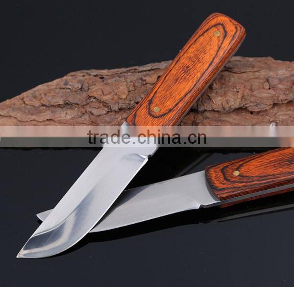 Wood Handle Multi Purpose Outdoor Survival Knife, Straight Edge Fruit Knife