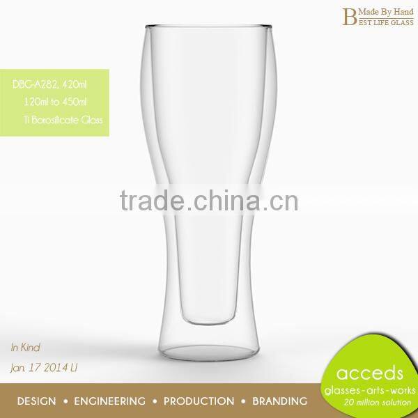 Professional Custom Shape Double Wall Cold Beer Glasses