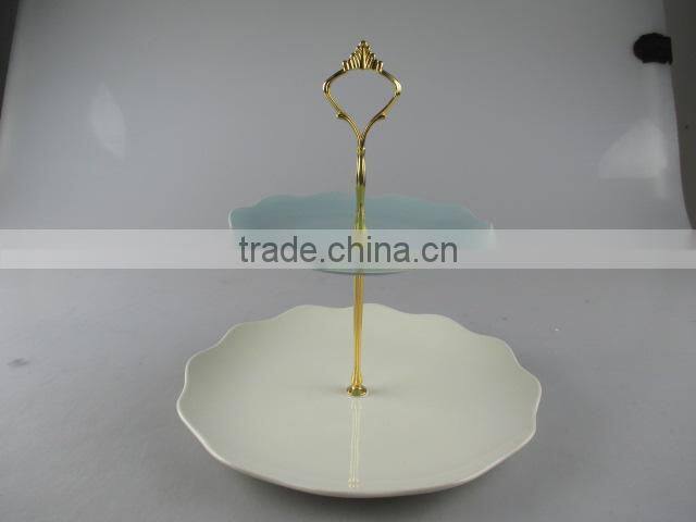 Two tiers mix color ceramic cake stand for weeding/daily use