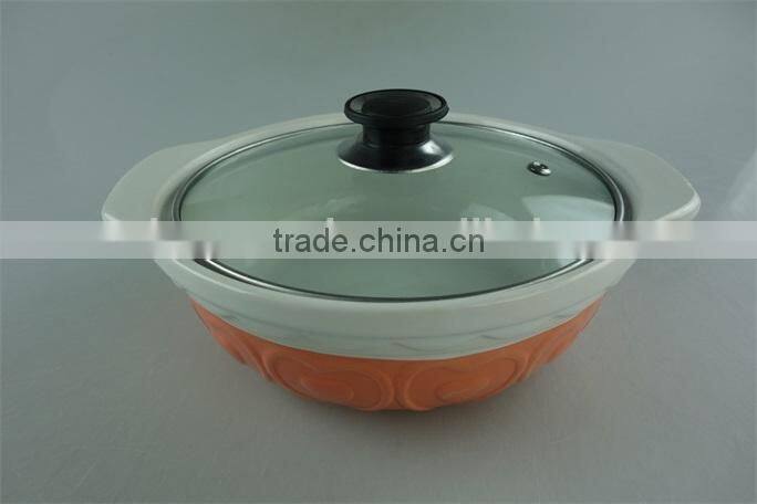 AB grade wholesale stock glazed ceramic casserole with glass lid,soup&stock pot