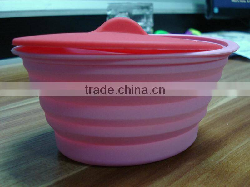 2014 new style promotional silicone foldable bowl with lid