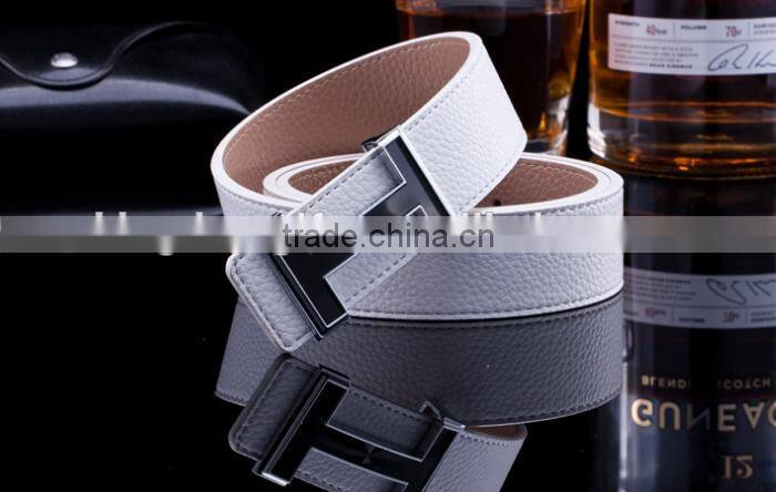 High quality leather belt Genuine smooth buckle leather belt