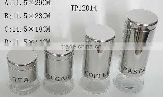 cylinder stainless steel coating wholesale glass chocolate tea coffee jars