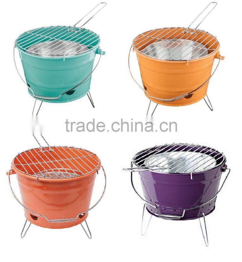 Hot Sales Colorful Outdoor Mini Charcoal Bucket Portable BBQ Grill for Camping