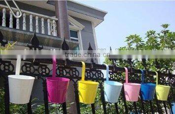 Bright Colours Double Fence Planters Garden Outdoor Metal Flower Pots Hanging Baskets