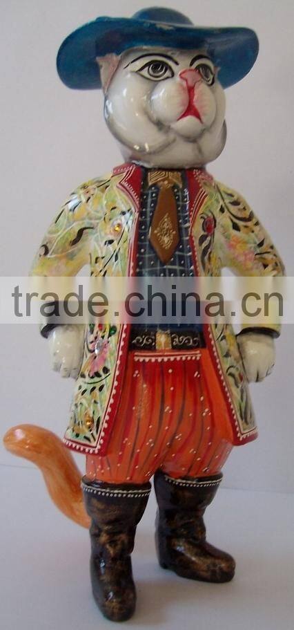 Unique design hand made painted resin cat