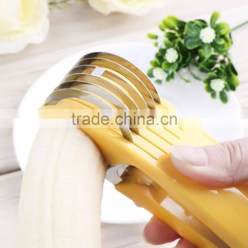 Stainless Steel Banana Slicer Fruit Cutter Cucumber Chopper Salad Kitchen Tool