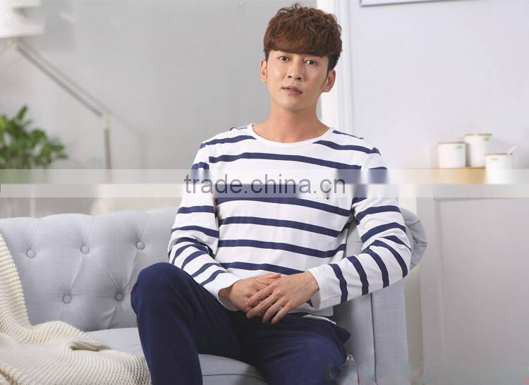man pajamas cotton long sleeve / cotton youth men's leisure wear suits