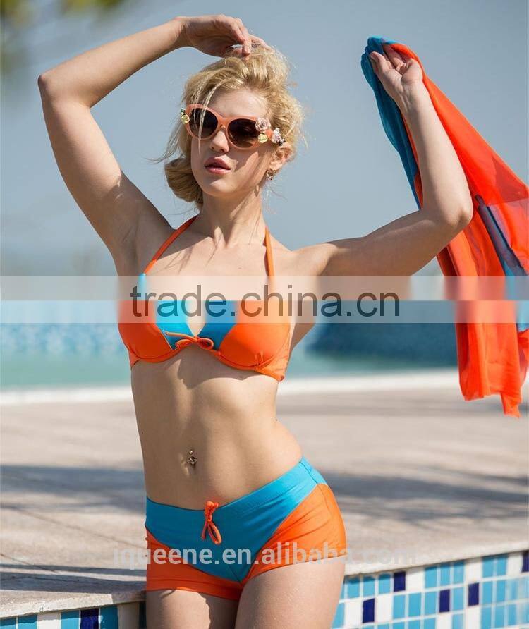new contrast color three piece swimsuit sexy bikini beachwear