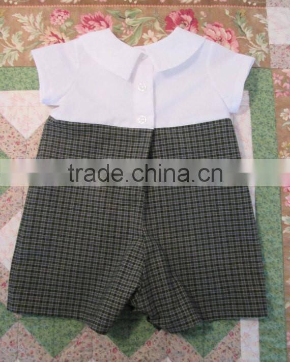 Wholesale Price Kids Boutique Romper Gingham Cotton Baby Pom Pom Romper