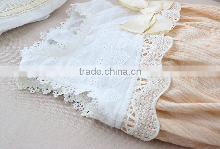 2017 New Design Summer Lace Baby Girls Bubble Romper With Bow