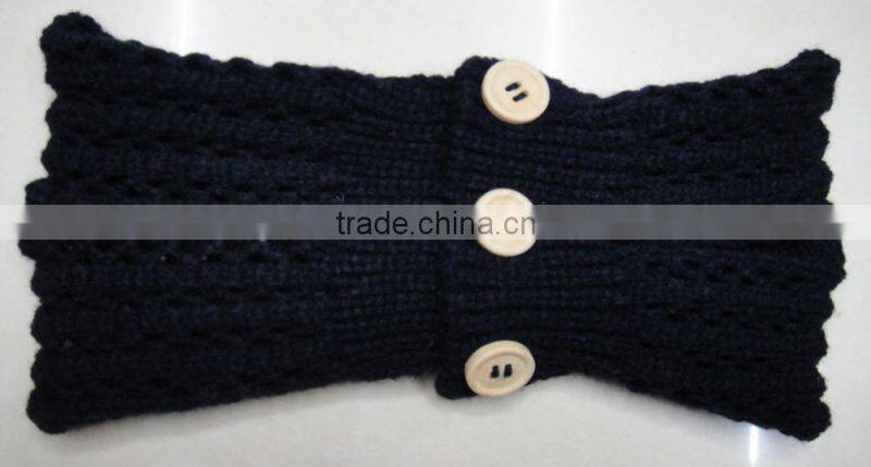 2016 winter Fashion new latest crochet acrylic lace button knitted headband