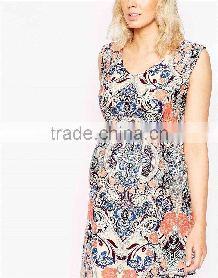 Fashion Plus Size Clothes Floral Printing Sleeveless Maternity Clothes For Pregnant Women Maternity clothes dress