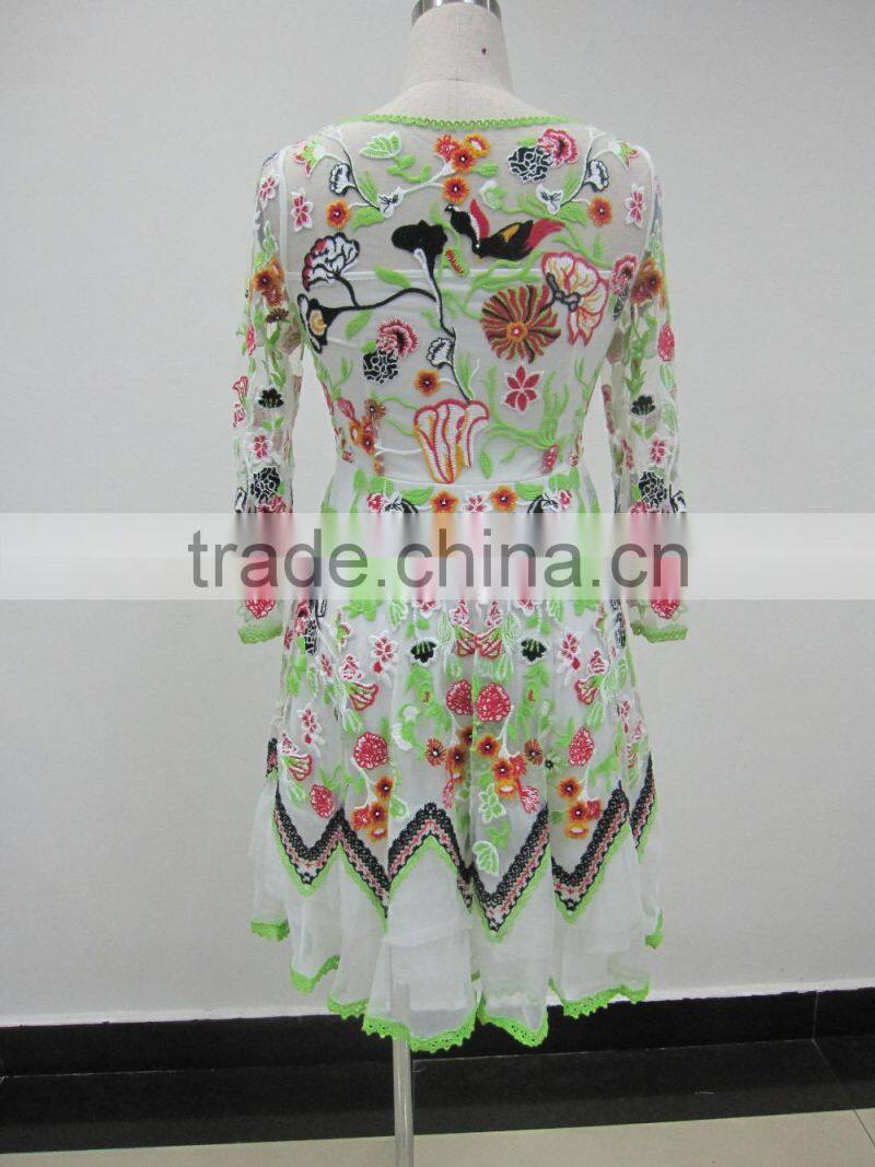 New arrival flower printing chiffon latest design maxi dress for women SR-D9787