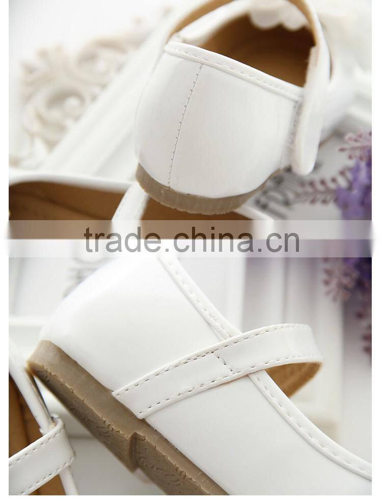 pure white floers shoes with pearl teenager child fancy elegant shoe