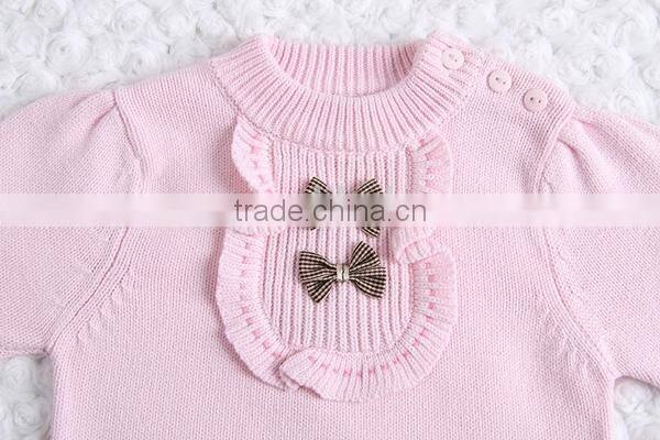 Korean style bowknot decorated pullover sweater girl cotton knitting clothing