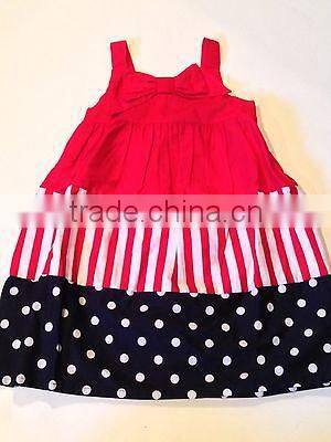 baby girls dresses Girls 4th of July dress Wholesale Baby Girls Summer Stripe Boutique July 4th Lastst Dress Cotton Pettidresses
