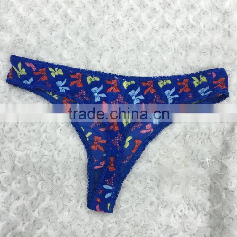 Ladies chic fancy cute print sexy thong panty wholesale from Shantou factory