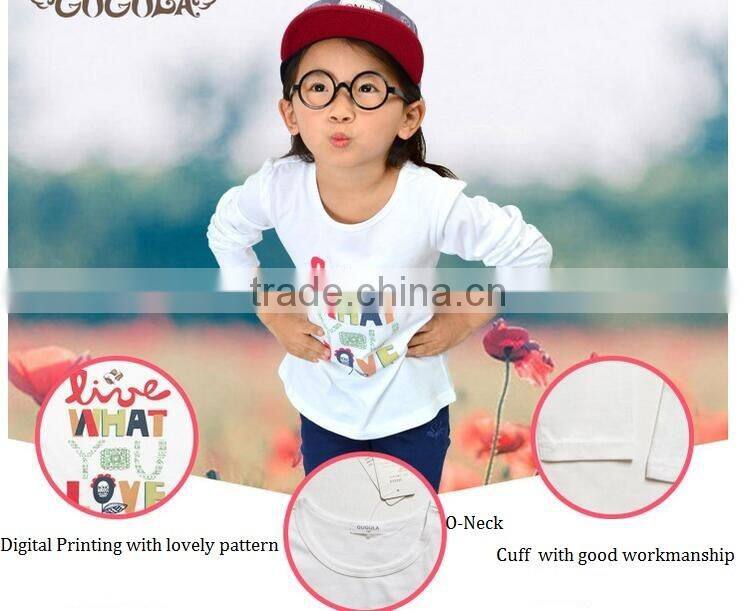 Children's 100% cotton long sleeve t shirt with lovely printing under shirt bottom shirt