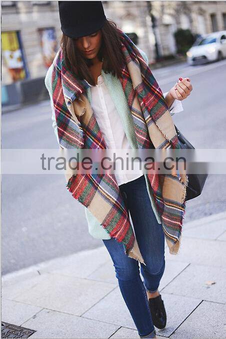 2014 winter hot sale camel plaid scarf