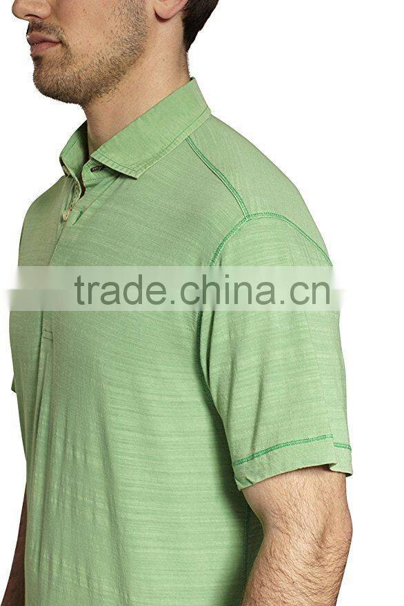 Mens Short Sleeve Slub Cotton Polo T-shirt