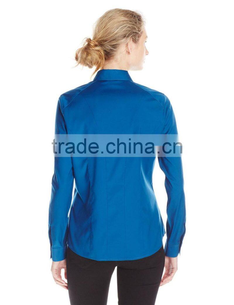 women's high quality office wear formal ink color long sleeve shirt manufacturer