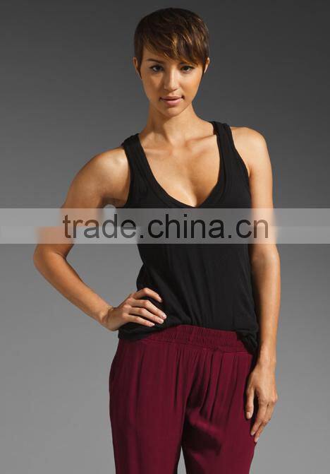 loose double V tank tops women