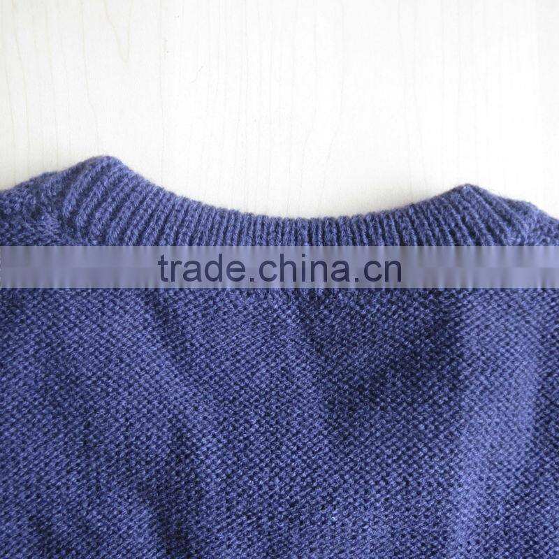 The ocean blue round neck jacquard design pullover casual men knitted sweater men