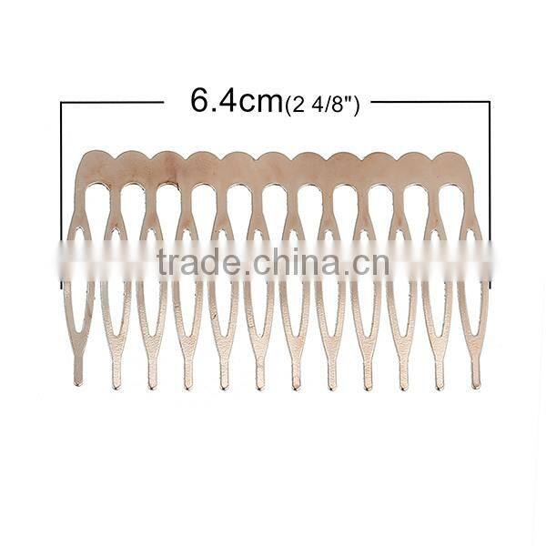 Iron Based Alloy Hair Clips Findings Rectangle Rose Gold 64mm x 39mm