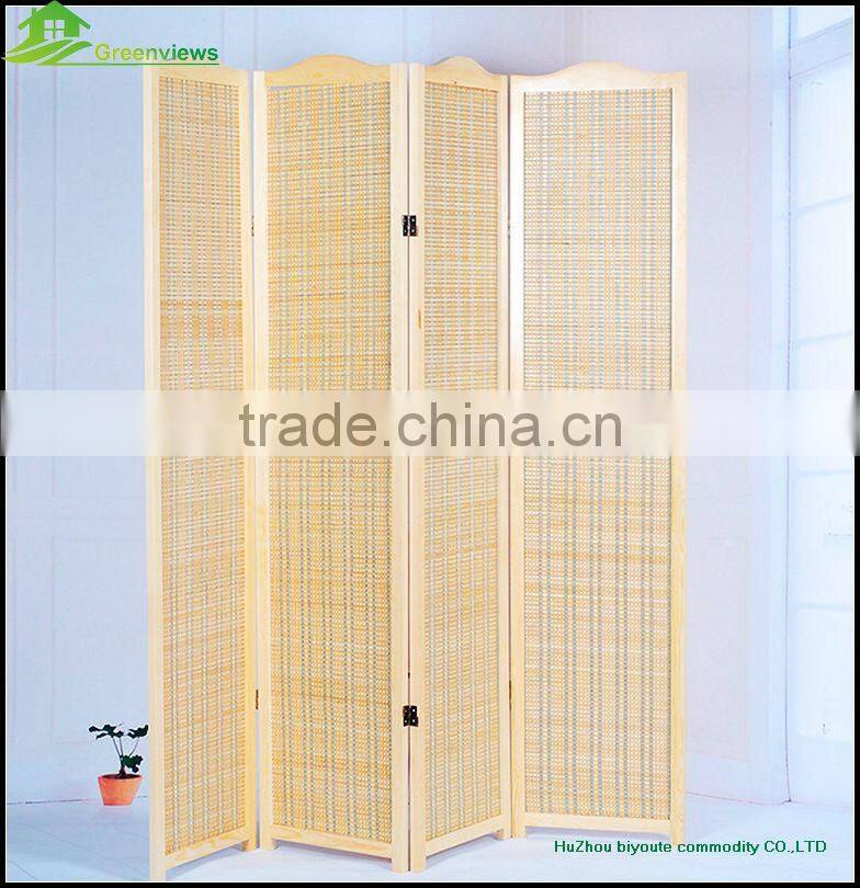 Bamboo newly wooden venetian Folding Screen Room Divider Pine Wood Frame with Bamboo Strips Screen GVSD035